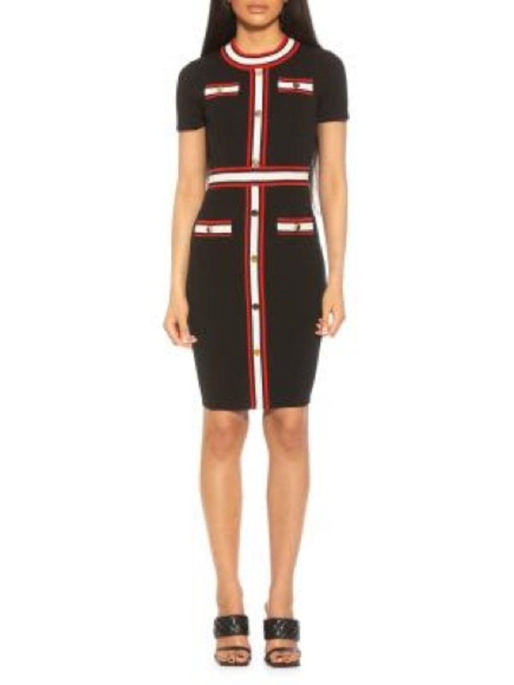 Alexia Admor Nicki Colorblock Sweater Dress with Red & White Trim